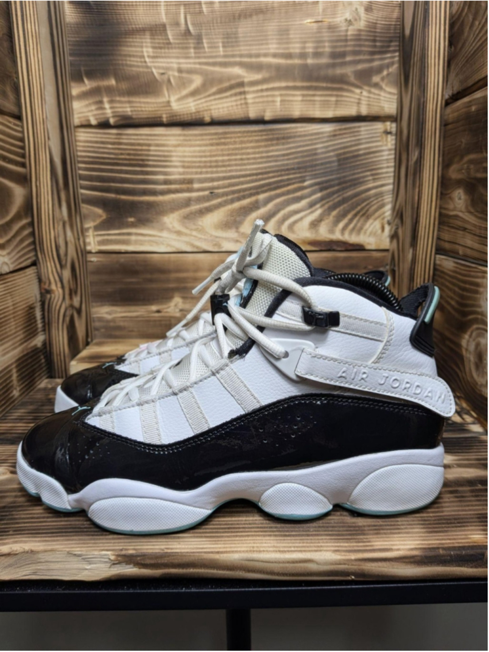 Jordan 6 Rings Shoes Youth Size 7Y White Black Teal Sneakers 323419-115